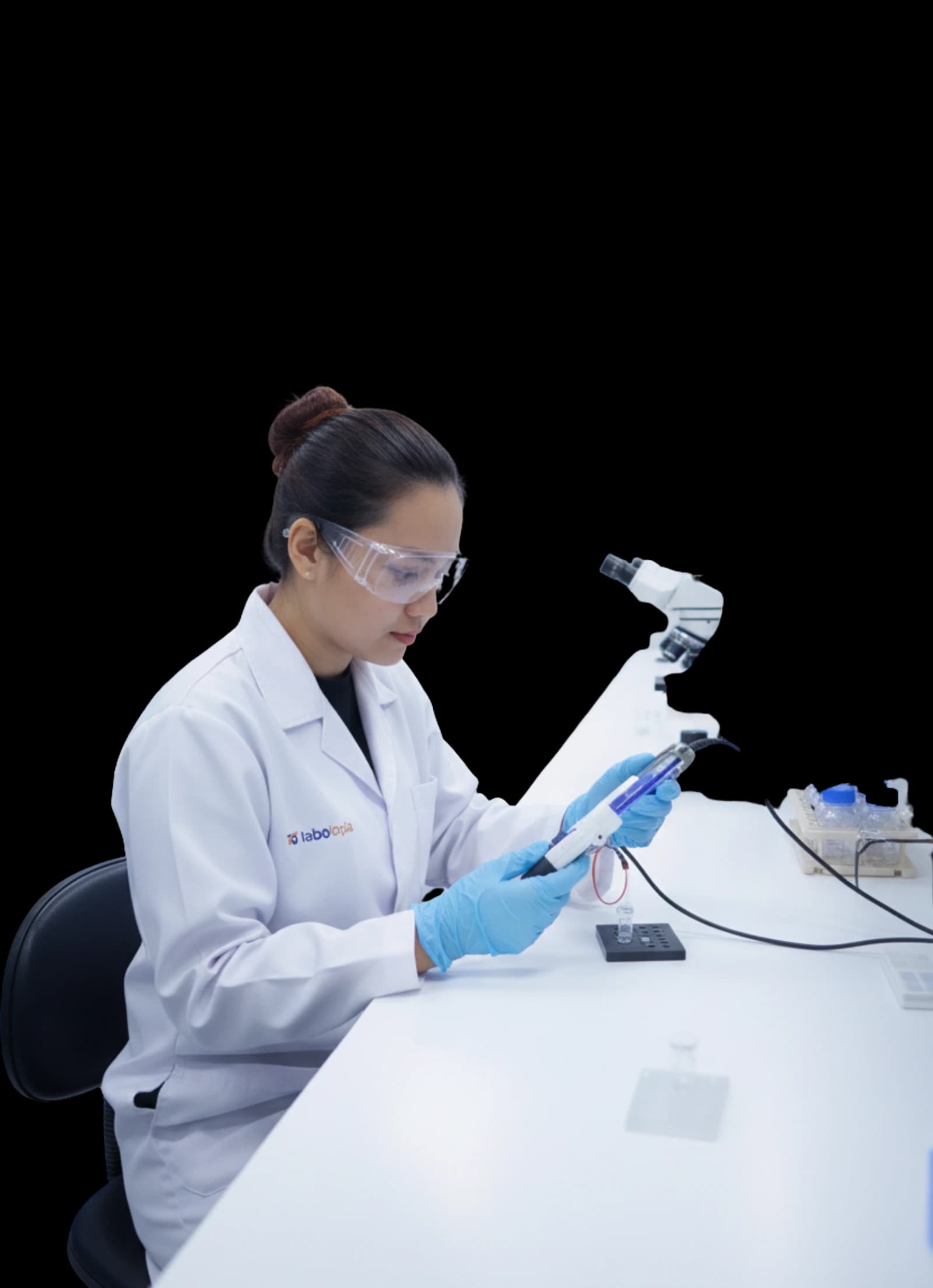 researcher analyzing sample